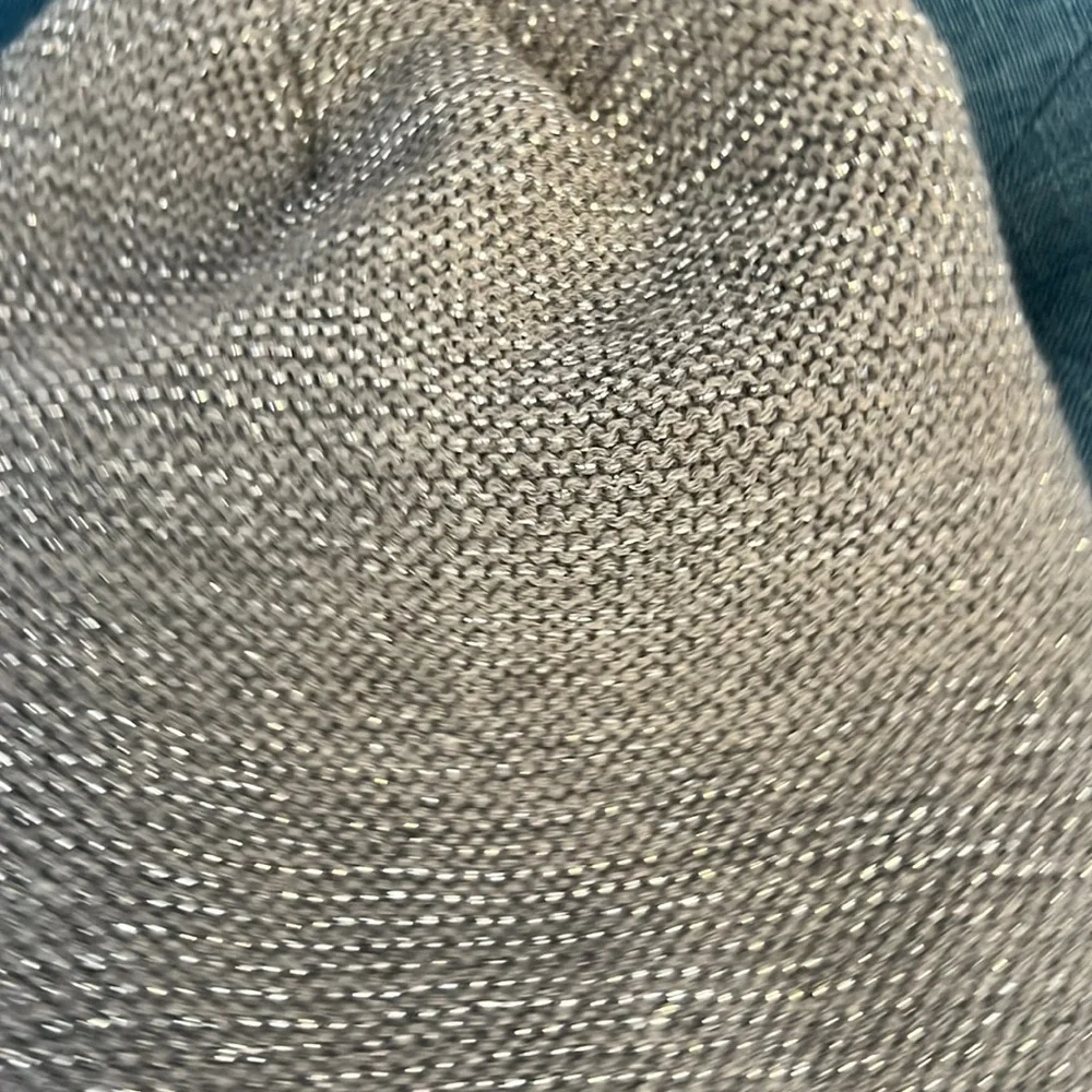 Gray Knit Metallic Pom Pom Hat-See Photos
